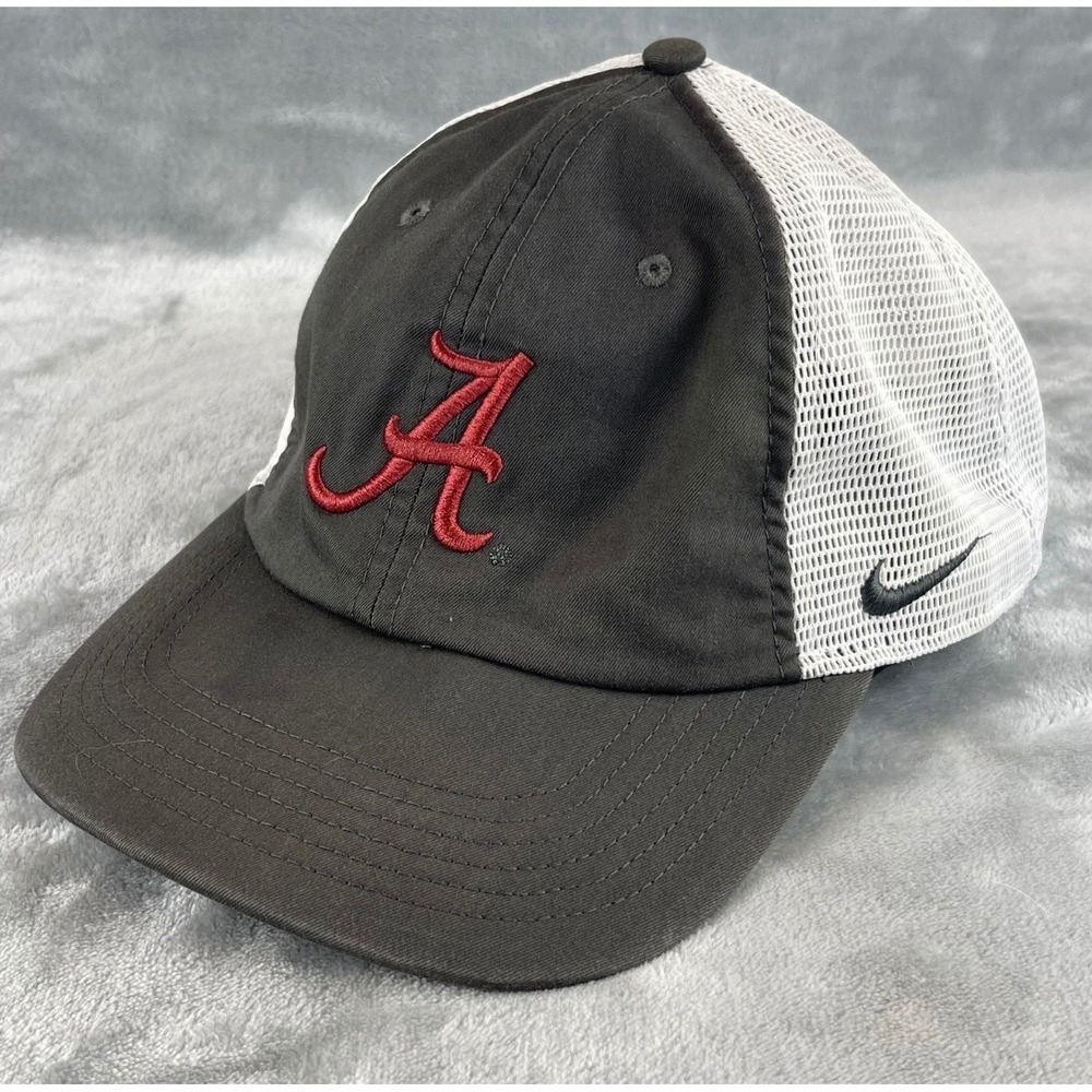 Nike Alabama Crimson Tide Hat Mens OSFM Gray White Excellent Heritage86 Trucker
